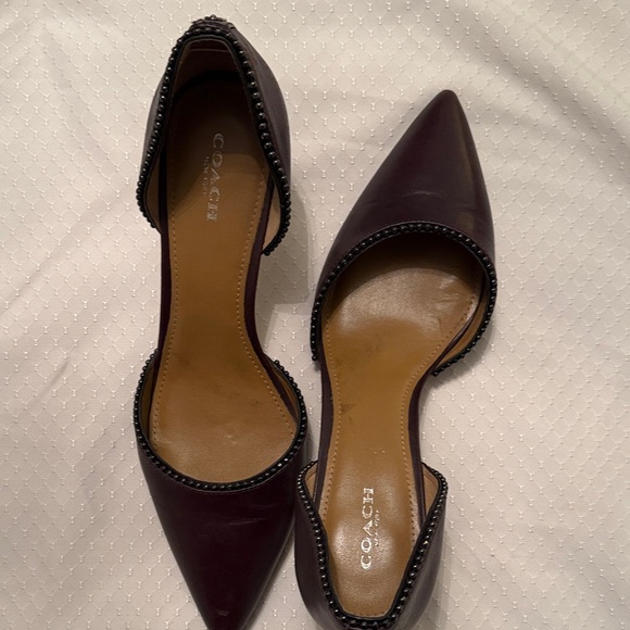 Coach Women's Dark Purple D'Orsay Flats - Picture 1 of 5